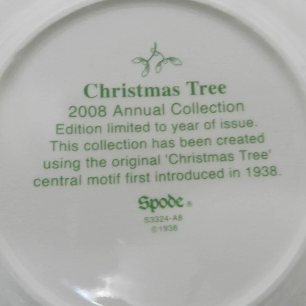 Spode 2008 Christmas salad side dessert Vintage Plate S3324 Porcelain Set Pair 2